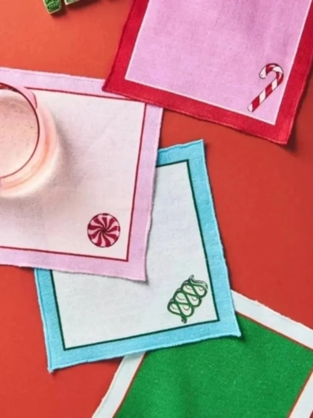 NWT Anthropologie Set/4 BonBon Christmas Candy Cocktail Napkins